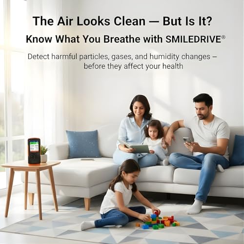 SMILEDRIVE® Portable Air Quality Pollution Monitor Meter with Colour Graphic Display|AQI, PM 2.5/1/10, TVOC, HCHO, Temperature, Humidity|Use Indoor Outdoor in Home, School, Office, Hospital, Anywhere - Image 5