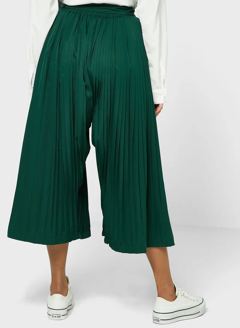 Khizana Belted Pleat Detail Paneled Pants