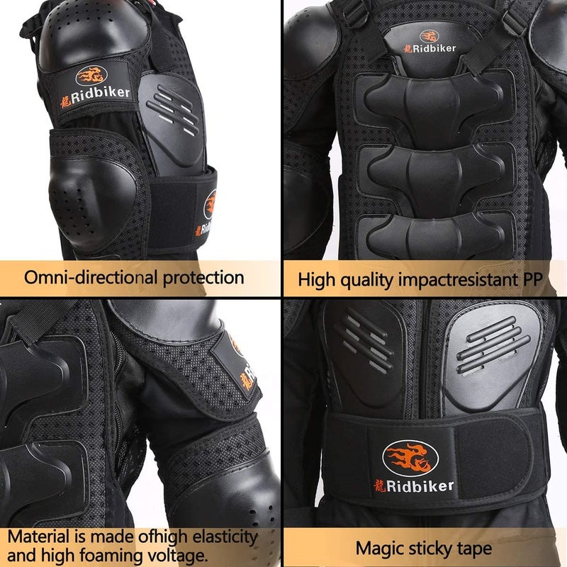 RIDBIKER معدات دراجات التراب للشباب واقي صدر وعمود فقري سترة دراجة نارية للشباب مع مجموعة دروع للركوب لموتوكروس واقي كامل للجسم مع واقيات الكوع والركبة والساق - Image 3
