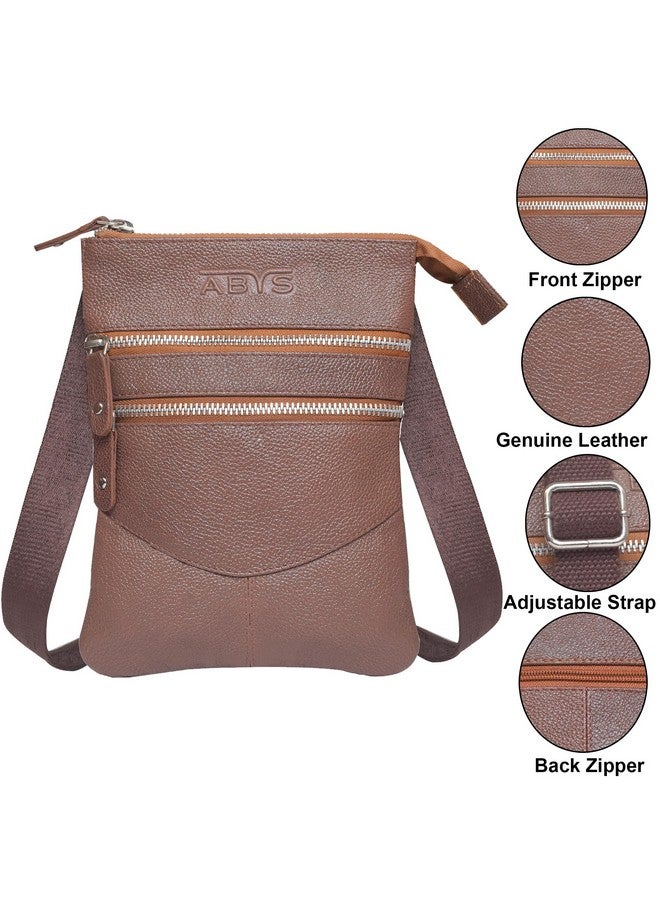ABYS Genuine Tan Leather Shoulder Bag||Sling Bag||Neck Pouch for Men & Women - Image 5