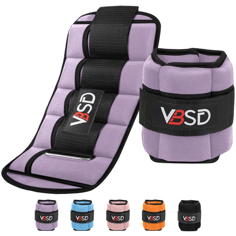 VBSD Adjustable Ankle Weights for Men Women, 10lb 1 Pair Leg Weight Straps, Weighted Ankle Weights Set for Gym, Yoga, Jogging, Walking, Aerobics, 1-5 lbs Each Ankle, 1 Pair 2-10 lbs, Lavender - Image 1