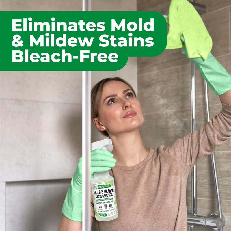 Mighty Mint Mold & Mildew Stain Remover Spray, Rapid Clean for Bathroom, Kitchen, Hard Water, Outdoors, Natural Peppermint Scent, 16oz - Image 3