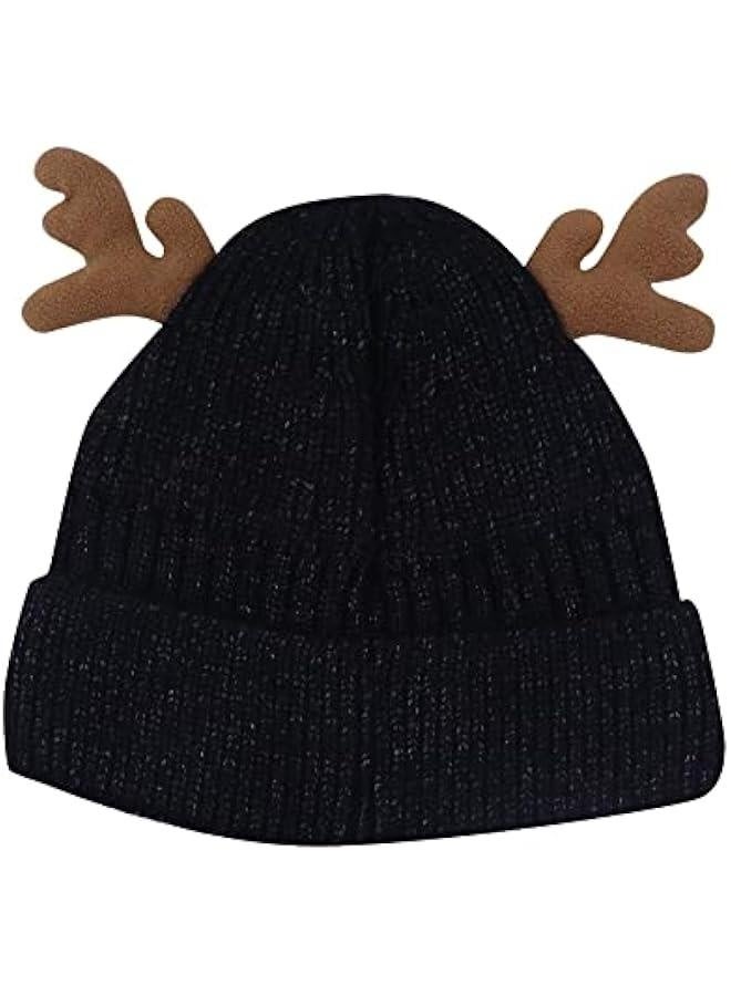 قبعة شتوية دافئة من الصوف القابل للتمدد على شكل غزال لطيف، قبعة تزلج برأس جلدية للرجال والنساء - Image 4