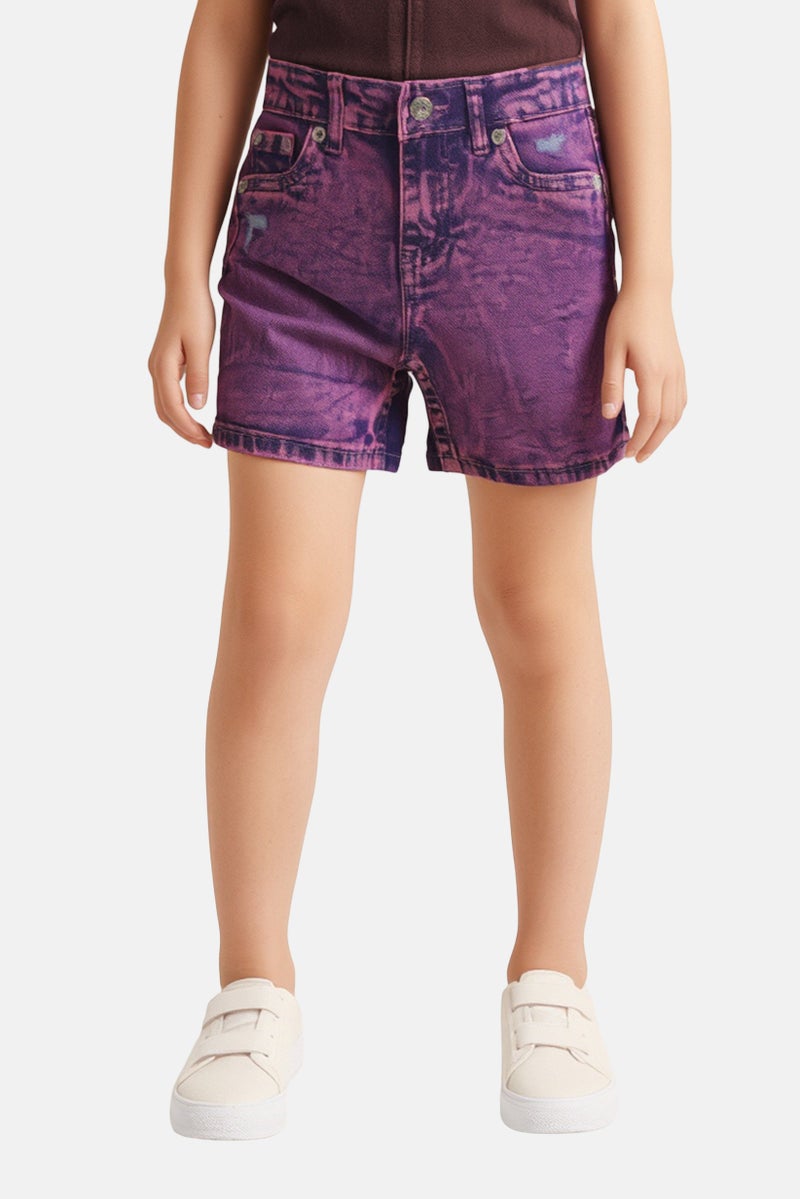 Levi's Kids Girl Washed Denim Shorts, Pink - Image 1