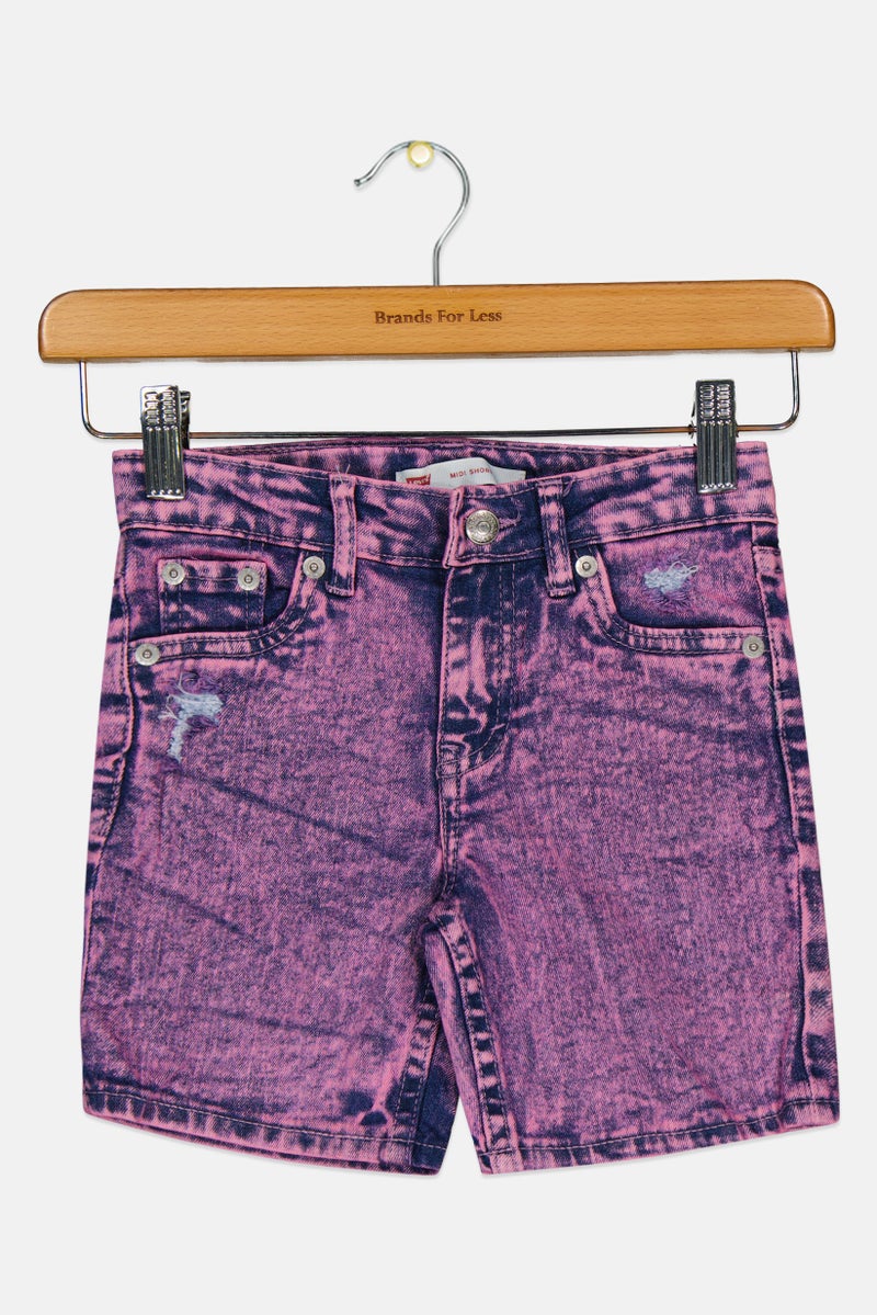 Levi's Kids Girl Washed Denim Shorts, Pink - Image 2