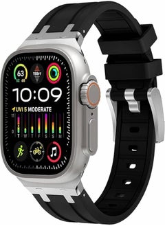 Fekra Liquid Silicone Rubber Bands Compatible with Apple Watch Series Ultra 2 | 9 | 8 Ultra | 8 | 7 | 6 | 5 49/45/44/42 mm, Luxury Rubber Strap with Stainless Steel Adapter