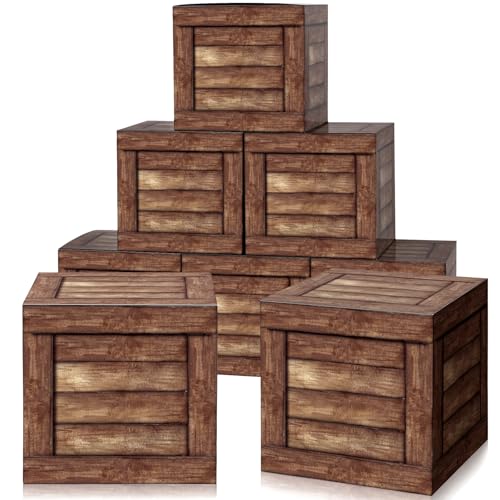 Gilprop 6 Pcs Western Cowboy Party Decorations Box Wood Grain Boxes Decor Fake Wood Boxes for Centerpieces Rustic Western Photo Booth Props Cowboy Theme Party Decorations Supplies - Image 1