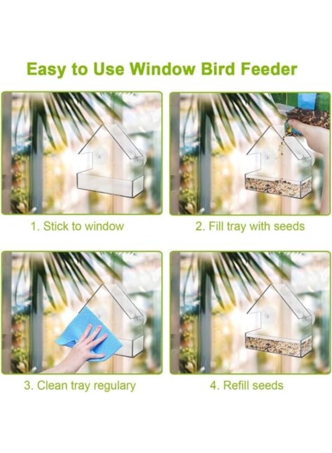 Window Bird Feeder, Clear Acrylic Bird House for Viewing Bird Watching, Suction Cup Mounted, Ideal for Finches, Bluebirds and More - Image 4
