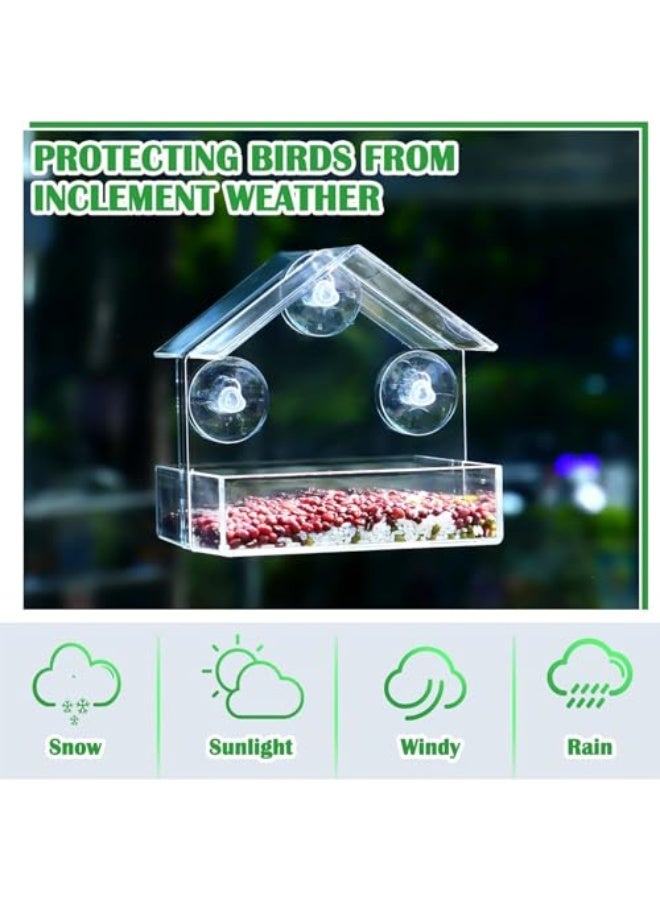 Window Bird Feeder, Clear Acrylic Bird House for Viewing Bird Watching, Suction Cup Mounted, Ideal for Finches, Bluebirds and More - Image 5