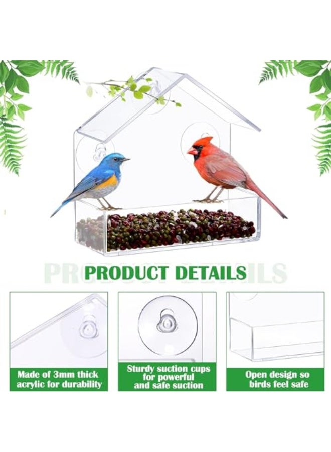 Window Bird Feeder, Clear Acrylic Bird House for Viewing Bird Watching, Suction Cup Mounted, Ideal for Finches, Bluebirds and More - Image 3