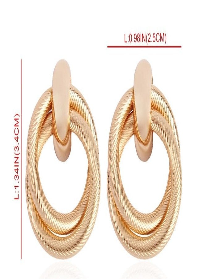 إيّو إيسيز أقراط حلقية مزدوجة من إيوس، أقراط ذهبية مميزة للنساء | أقراط حلقية أنيقة للنساء | أقراط ذهبية مزدوجة فاخرة للنساء/الفتيات - Image 2