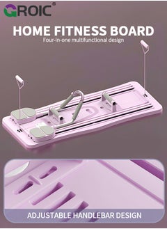 GROIC 5 in 1 Pilates Board Multifunctional Ab Exercise Board Machine, Push Up Pilates Reformer Set Ab Roller Wheel, Ab Trainer, Ab Machine, Exercise Board, Abdominal Board Exercise Equipment for Home - Pink  - Image 2