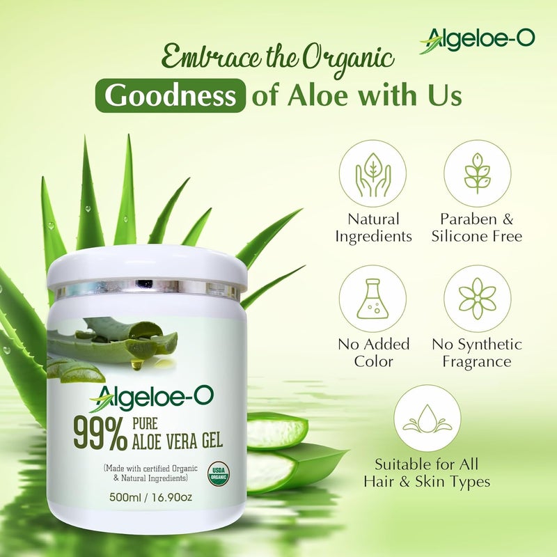 Salvia جل الصبار العضوي النقي 99% من سالفيا ALGELOE للعناية بالبشرة والشعر مهدئ مرطب خالي من البارابين والسلفات 500 مل - Image 5