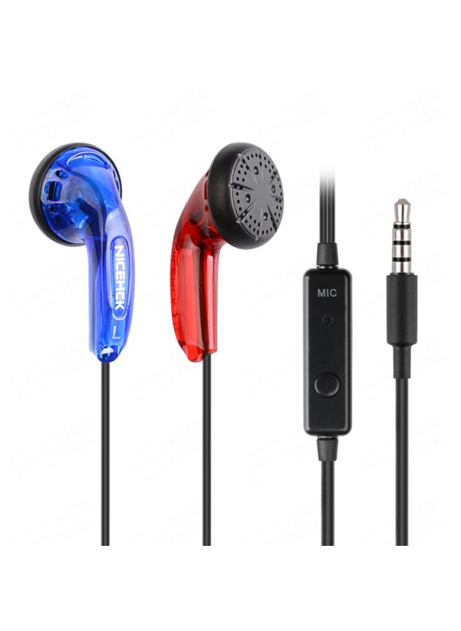 Generic - NiceHCK Seamless Applicable To Original Classic MX500 Flat Plug Earphone Bass Earplugs With Microphone TikTok Same Style-Color:3.5mm Unscented Gem Red And Blue Special Edition With Wheat - Image 1