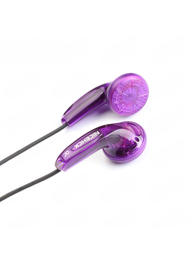 Generic - NiceHCK Seamless Applicable To Original Classic MX500 Flat Plug Earphone Bass Earplugs With Microphone TikTok Same Style-Color:3.5mm Unscented Gem Red And Blue Special Edition With Wheat - Image 1