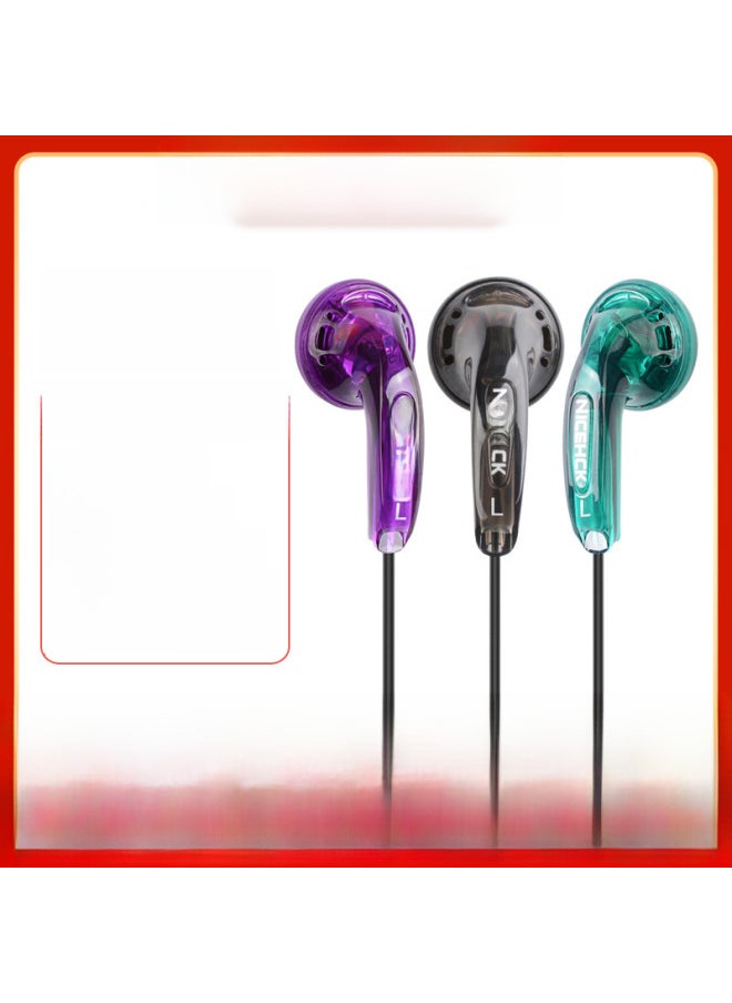 Generic - NiceHCK Seamless Applicable To Original Classic MX500 Flat Plug Earphone Bass Earplugs With Microphone TikTok Same Style-Color:3.5mm Unscented Gem Red And Blue Special Edition With Wheat - Image 1