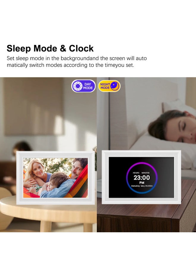 10.1 Inch Wifi Digital Photo Frame IPS Touch Screen Mobile Phone App Transfer Photo Electronic Album Loop Player-Color:iPS Touch Screen Wifi Transmission Memory Support Photo Withdrawal Weather Clock And So On  - Image 4