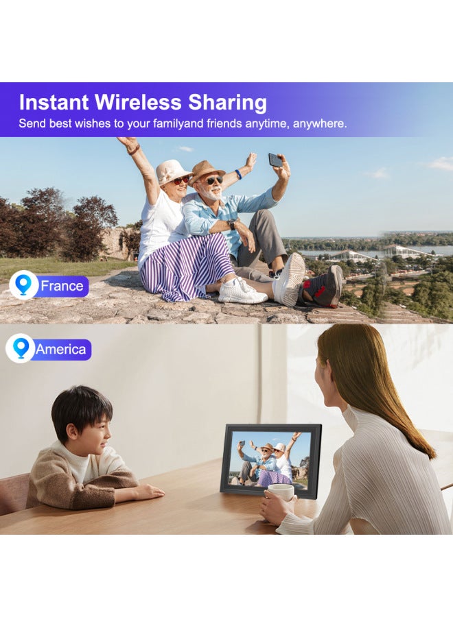 10.1 Inch Wifi Digital Photo Frame IPS Touch Screen Mobile Phone App Transfer Photo Electronic Album Loop Player-Color:iPS Touch Screen Wifi Transmission Memory Support Photo Withdrawal Weather Clock And So On  - Image 3