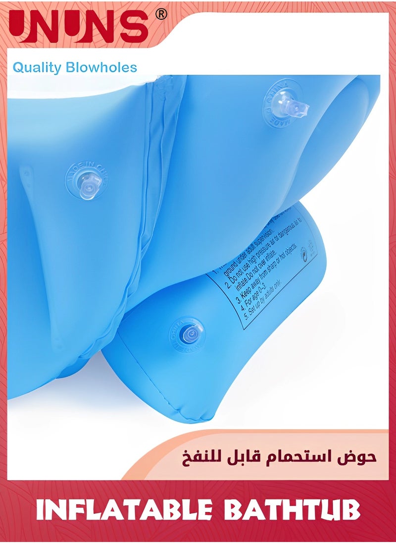 حوض استحمام قابل للنفخ للأطفال، حوض استحمام محمول للسفر للأطفال الرضع مع مضخة هواء، حوض استحمام قابل للطي وغير قابل للانزلاق، حوض سباحة صغير لحديثي الولادة، أزرق