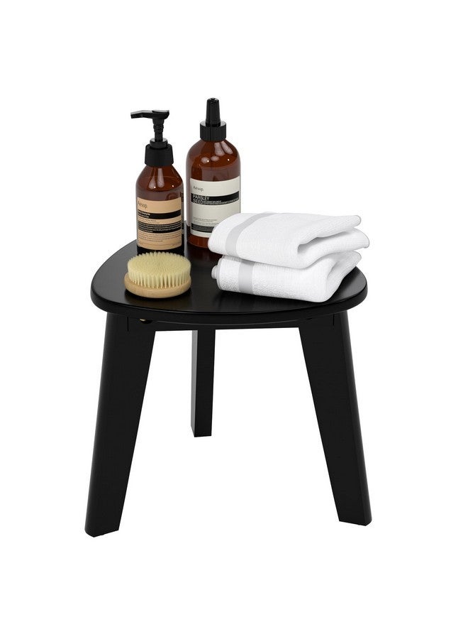 Domax Beautiful Bamboo Shower Bench For Inside Shower - 12 Inch Non-Slip Waterproof Shower Stool For Shaving Legs Small Corner Shower Foot Rest Bathroom Bath Seat Spa Foot Rest Shaving Stool, Black - Image 1
