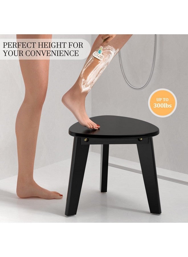 Domax Beautiful Bamboo Shower Bench For Inside Shower - 12 Inch Non-Slip Waterproof Shower Stool For Shaving Legs Small Corner Shower Foot Rest Bathroom Bath Seat Spa Foot Rest Shaving Stool, Black - Image 4