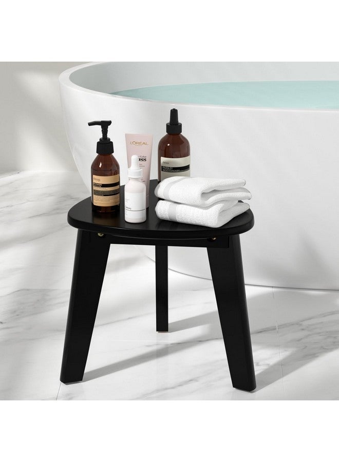 Domax Beautiful Bamboo Shower Bench For Inside Shower - 12 Inch Non-Slip Waterproof Shower Stool For Shaving Legs Small Corner Shower Foot Rest Bathroom Bath Seat Spa Foot Rest Shaving Stool, Black - Image 2