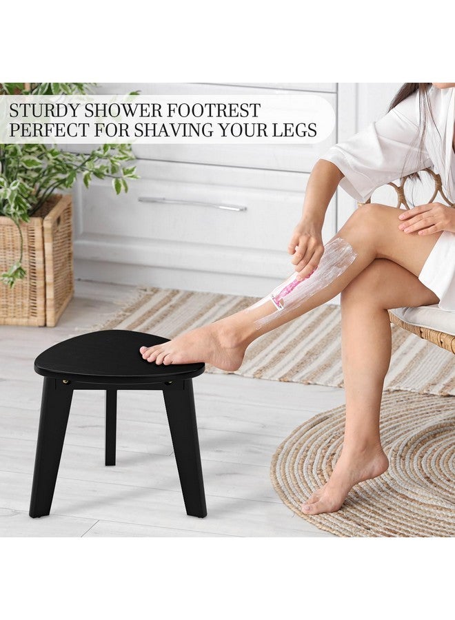 Domax Beautiful Bamboo Shower Bench For Inside Shower - 12 Inch Non-Slip Waterproof Shower Stool For Shaving Legs Small Corner Shower Foot Rest Bathroom Bath Seat Spa Foot Rest Shaving Stool, Black - Image 5