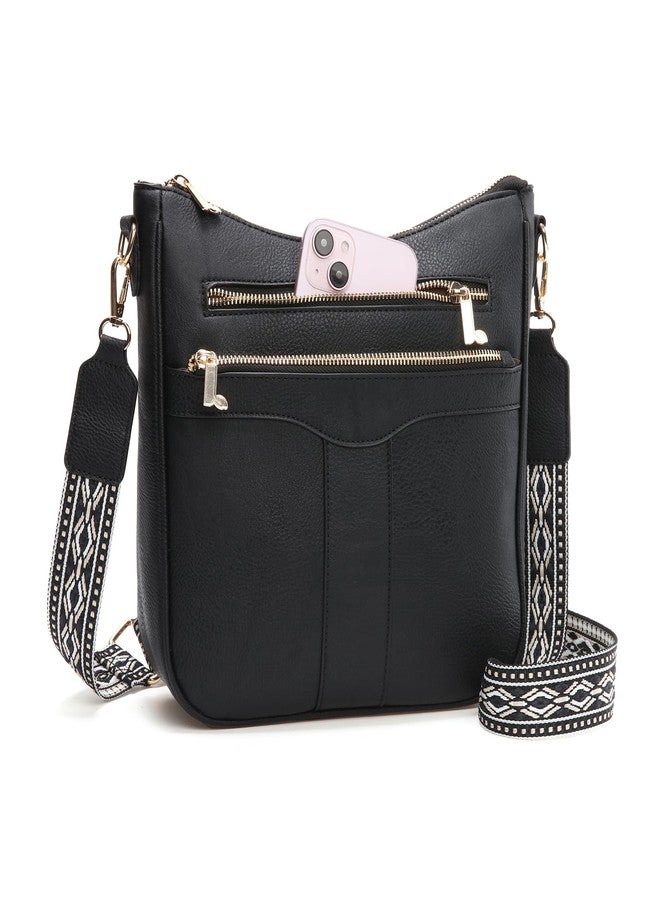 Valleycomfy Crossbody Bags for Women, Lightweight Crossbody Purses Soft Leather Shoulder Handbags Black - Image 2