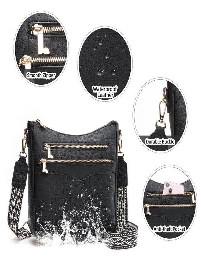 Valleycomfy Crossbody Bags for Women, Lightweight Crossbody Purses Soft Leather Shoulder Handbags Black - Image 4