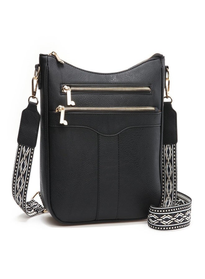 Valleycomfy Crossbody Bags for Women, Lightweight Crossbody Purses Soft Leather Shoulder Handbags Black - Image 1