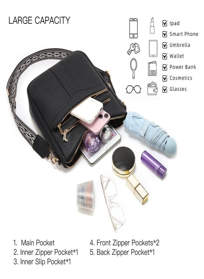 Valleycomfy Crossbody Bags for Women, Lightweight Crossbody Purses Soft Leather Shoulder Handbags Black - Image 5