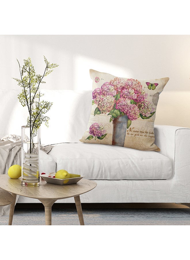 Decorative Floral Printed Cushion Cover Multicolour 45 x 45cm - Image 2