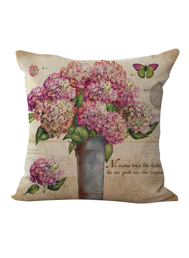 Decorative Floral Printed Cushion Cover Multicolour 45 x 45cm - Image 1