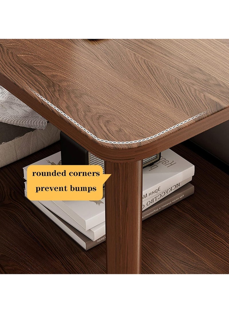 AUTOYSUR Coffee table,Tea Table,End Table 60x30x53cm,Wood Sofa Table,Modern Minimalist Bedside Table with Storage Shelf,Rounded Corners,Coffee Table for Small Space,Bedroom, Living Room,Balcony (White)  - Image 4