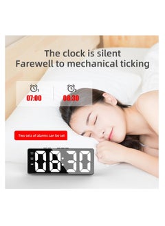 ECVV ساعة منبه رقمية ECVV، ساعة مرآة بشاشة LED، ساعات منبه مزدوجة للتحكم في الصوت، ساعة إلكترونية حديثة لغرفة النوم وغرفة المعيشة والمكتب، بطاريات/كابل USB (أبيض)  - Image 3