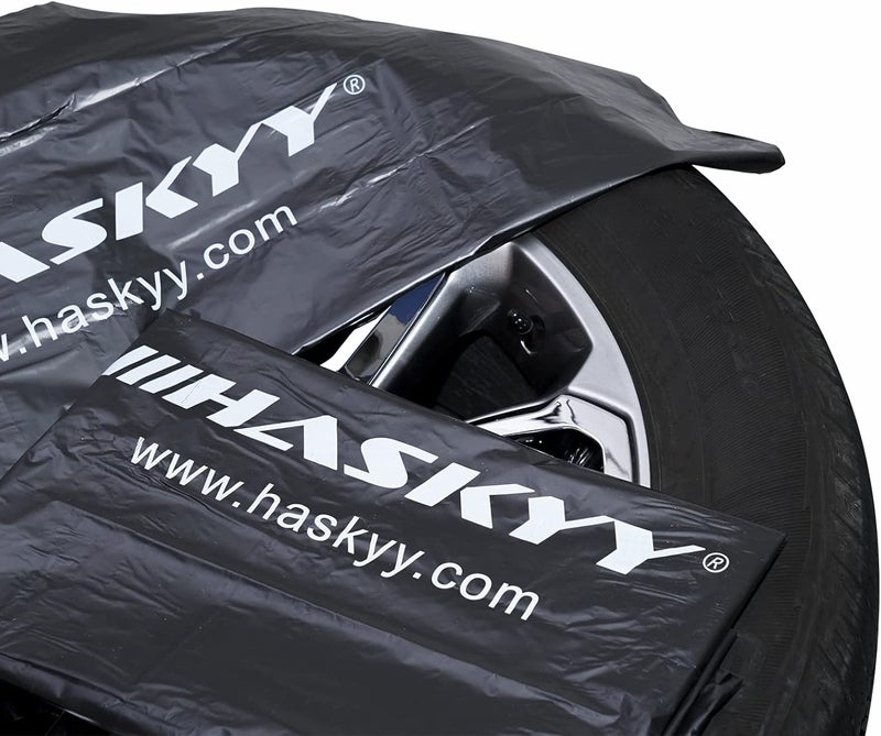 HASKYY 4-Piece XXL Tyre Bag Bag Set 110 x 110 cm I 15-16-17-18-19-20-21-22 Inch I Premium Tyre Protective Cover Bag Set for Tyre Storage, Transport and Storage - Black - Image 2