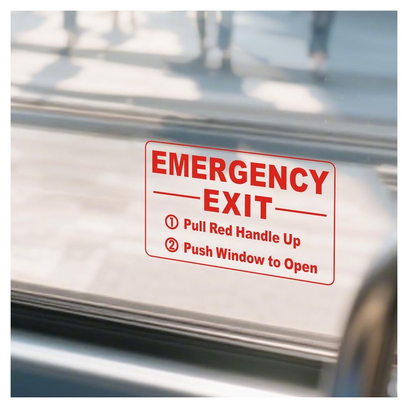 LEMBANG 10 Pieces Emergency Exit Window Decal Stickers for Cars School Bus Train Pull Red Handle UpPush Window to OpenTransparent4inx25in - Image 3