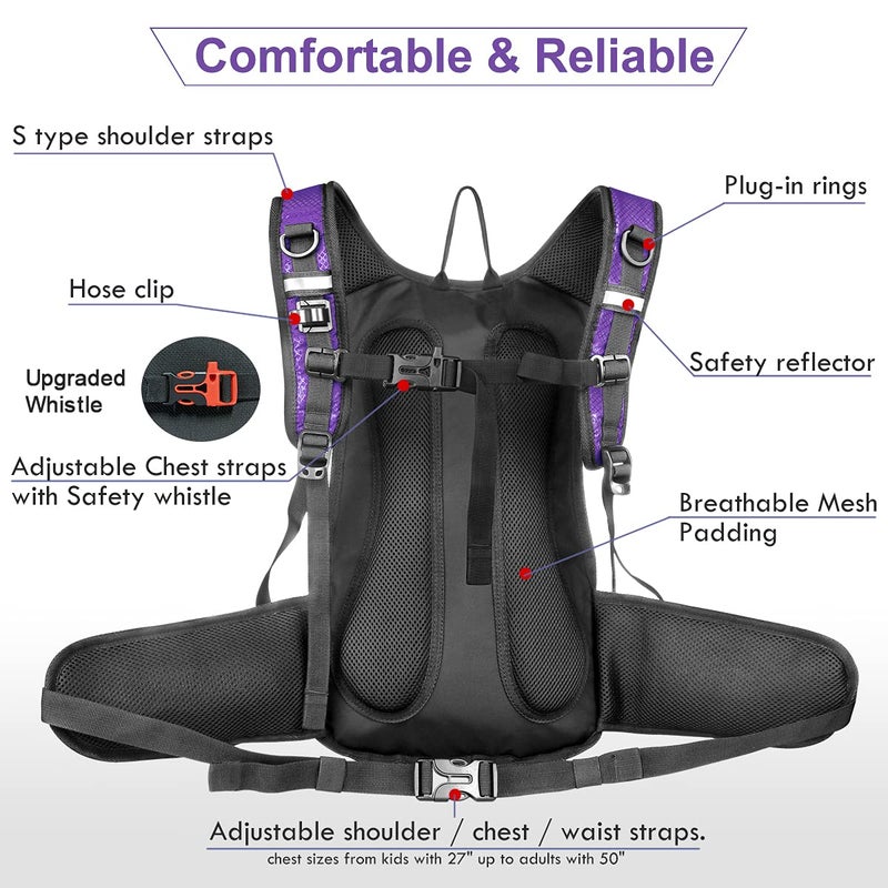 Mothybot Insulated Hydration Backpack Pack with 3L BPA Free Leak Proof Water Bladder, Large Storage Lightweight Hiking Daypack with Waist Pouches & Cooler Layer, for Running, Biking, Camping, Festival - Image 5