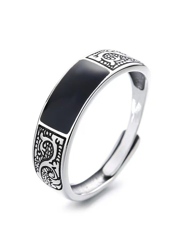 1pc Fashion Dragon Pattern Ring - Adjustable, Vintage Hip Hop Style, Simple, Personality Men's Single Ring for Everyday Wear  - Image 1