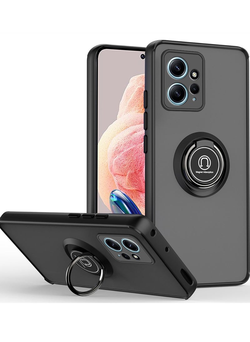 جراب Redmi Note 12 4G غطاء حلقة معدنية مسنده حامل مغناطيسي للسيارة حامل ضد الصدمات حافظة واقية من البولي يوريثان الحراري - Image 1