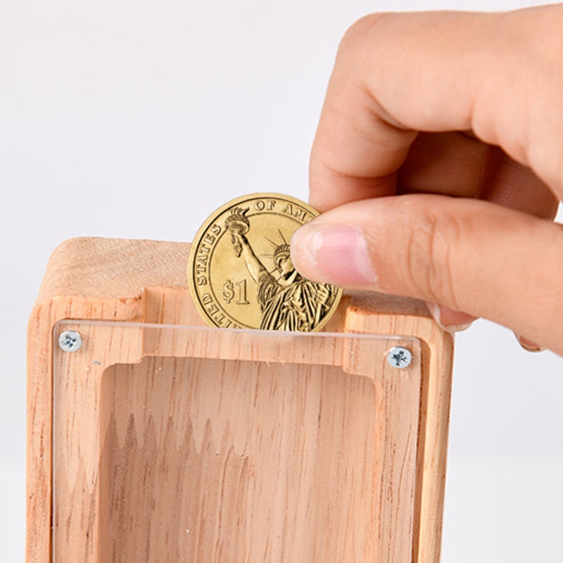 Twenty-Six English Alphabet Piggy Bank 26-letter Personalized Wooden Coin Money Saving Box Customized Own Name Stickers Exquisite Home Desktop Decor Ornaments - Image 3