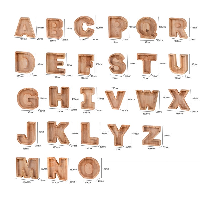 Twenty-Six English Alphabet Piggy Bank 26-letter Personalized Wooden Coin Money Saving Box Customized Own Name Stickers Exquisite Home Desktop Decor Ornaments - Image 4