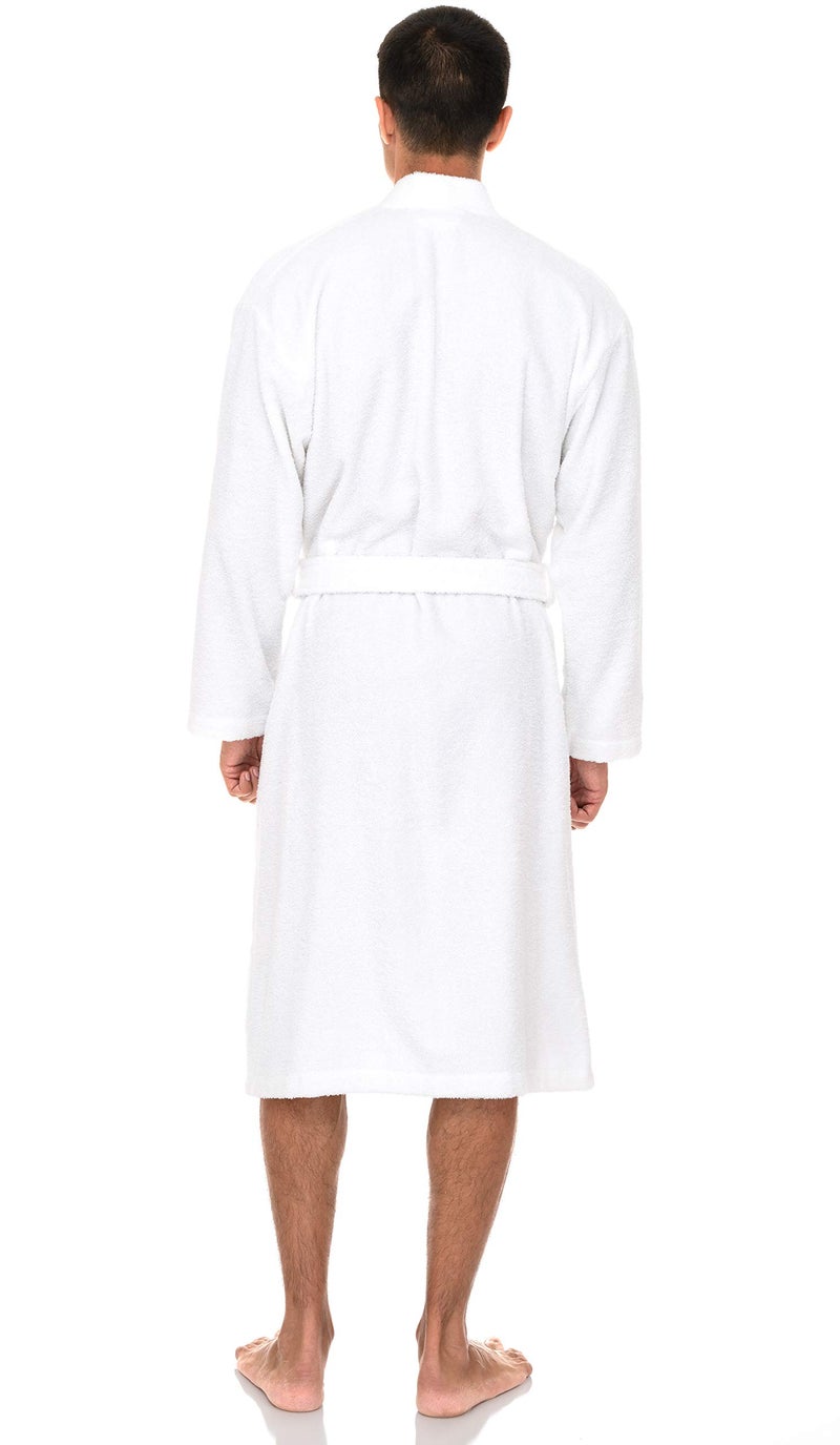 TowelSelections Mens Robe Cotton Terry Cloth Bathrobe Soft Towel Bath Robe for Men Large-X-Large White - Image 2