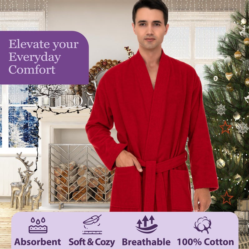 TowelSelections Mens Robe Cotton Terry Cloth Bathrobe Soft Towel Bath Robe for Men Large-X-Large White - Image 5