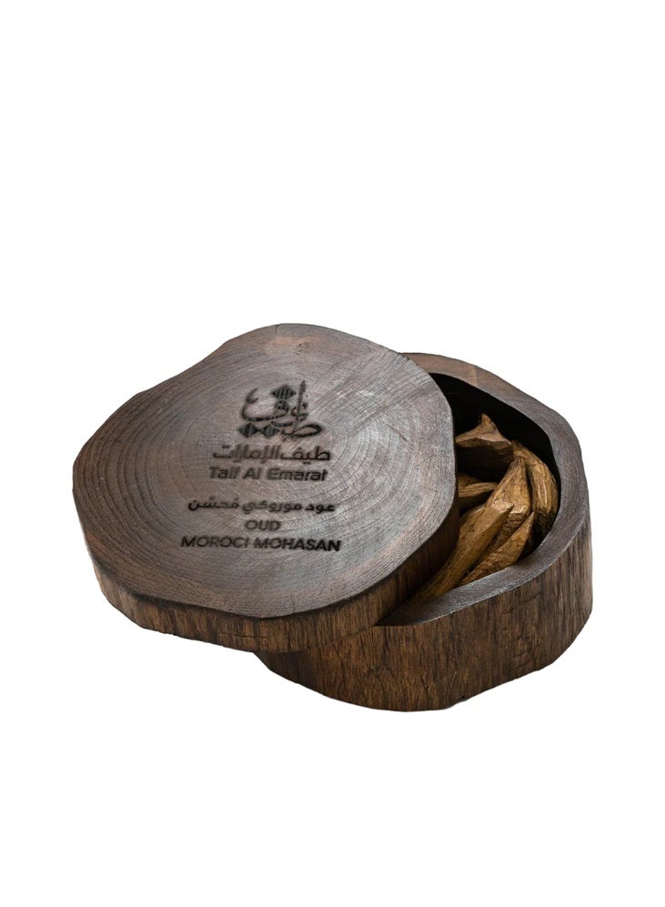 Taif Al Emarat Oud Moroci Mohasen Premium Enhanced Agarwood – Oud Infused with Precious Aromatic Oils, 96g