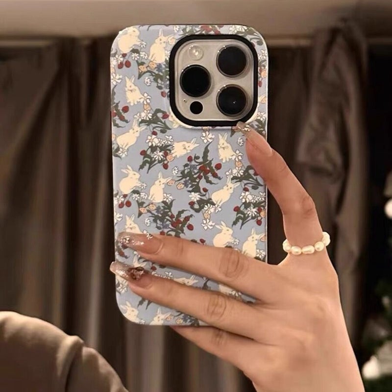 Ins Wind Full Screen Rabbit Flower Filin 2 in 1 for Apple 15promax Cute iphon16 Phone Case - Image 2