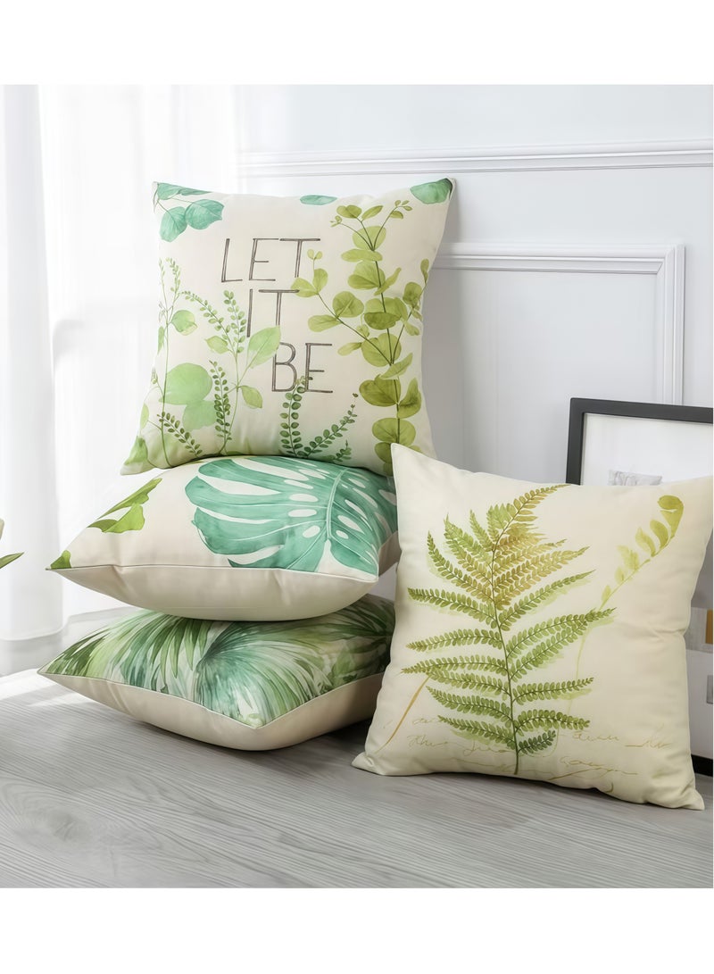 Alruht 4 Sets of Plants Throw Pillow Covers, Green Leaf Pattern Waterproof Pillow Cushion for Spring, Perfectly Suitable for Outdoor Patio Garden Living Room Sofa Farmhouse Decor（45*45cm）  - Image 5