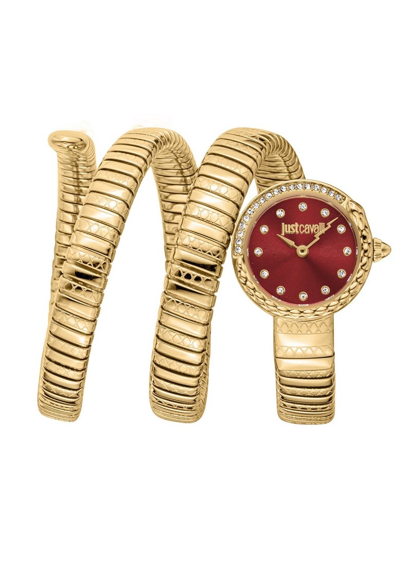 Just Cavalli ساعة يد نسائية مزينة بأشرطة ملفوفة تناظرية كوارتز JC1L302M0035 - Image 1