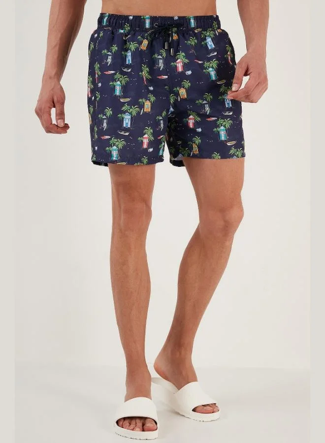 Buratti  Buratti Patterned Swim Shorts Waist-Tied Pocket Swimsuit Short Men's SWIMSUIT SHORT 380041 for Men | Best Price UAE