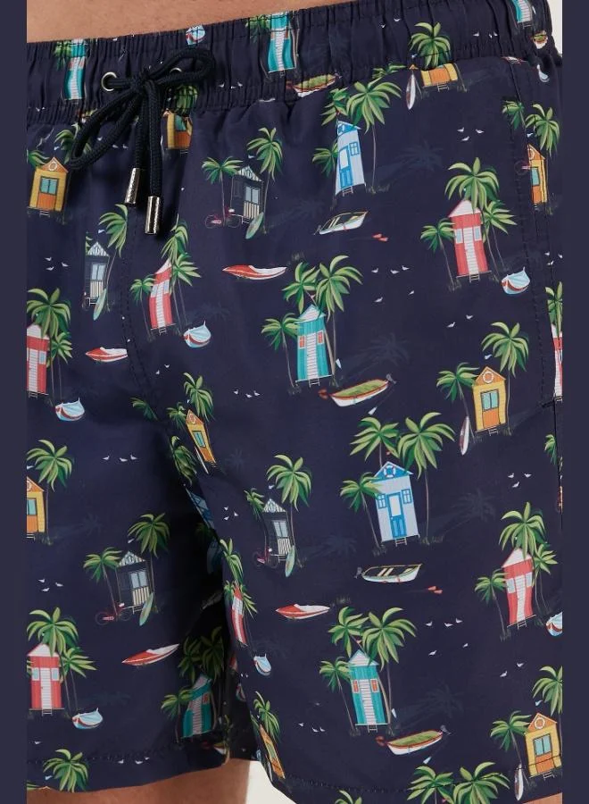 Buratti  Buratti Patterned Swim Shorts Waist-Tied Pocket Swimsuit Short Men's SWIMSUIT SHORT 380041 for Men | Best Price UAE